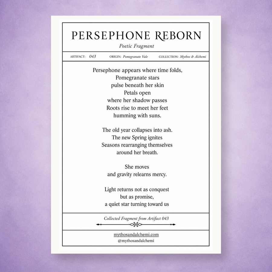 Persephone Reborn Goddess Art Print with Poem