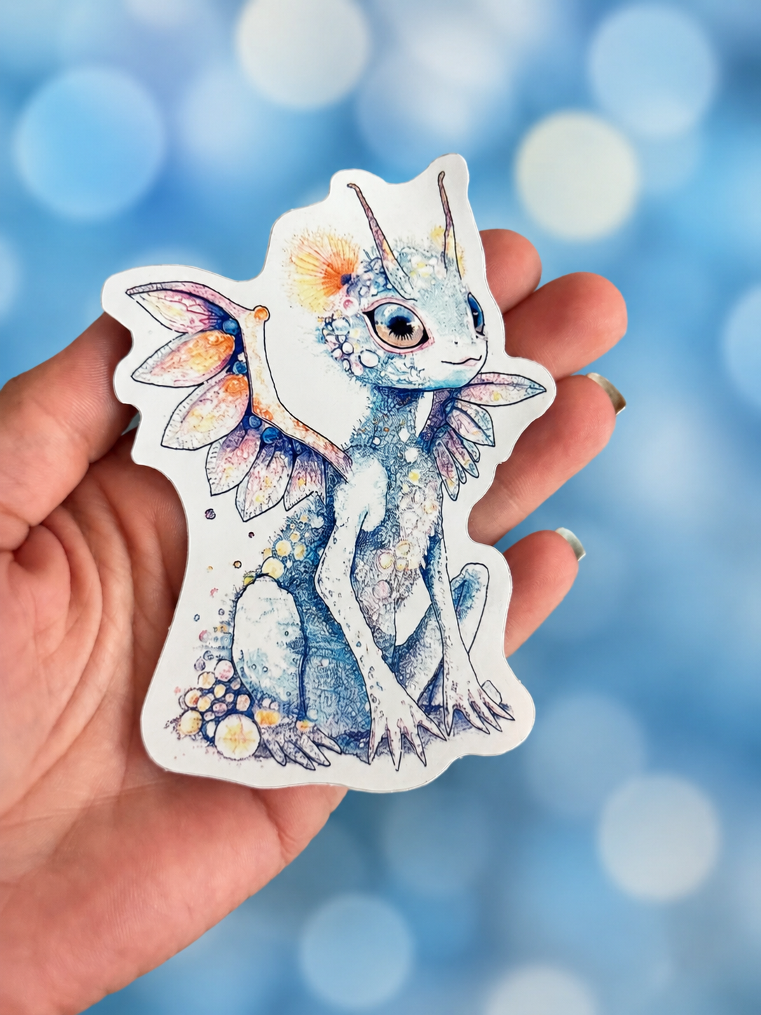Luume - Fairycore Water Dragon Sticker – Whimsical Fantasy Illustration Weatherproof Vinyl Sticker