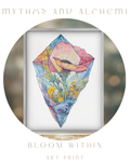 Bloom Within Art Print - 8.5x11 Botanical Crystal Poppy Art