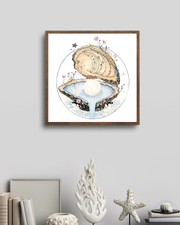 Pearl of Wisdom - Oyster Shell 10x10", 5x7" Art Print with Poem