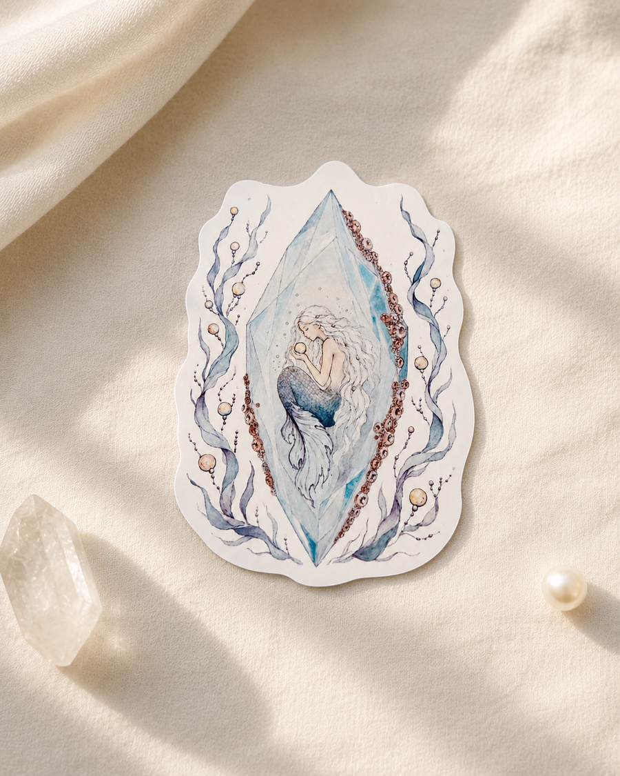 Crystalis - Mermaid 4" Art Sticker - Weatherproof + Dishwasher Friendly