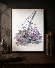 Sword of Serenity Art Print – Fantasy Art with Poetry
