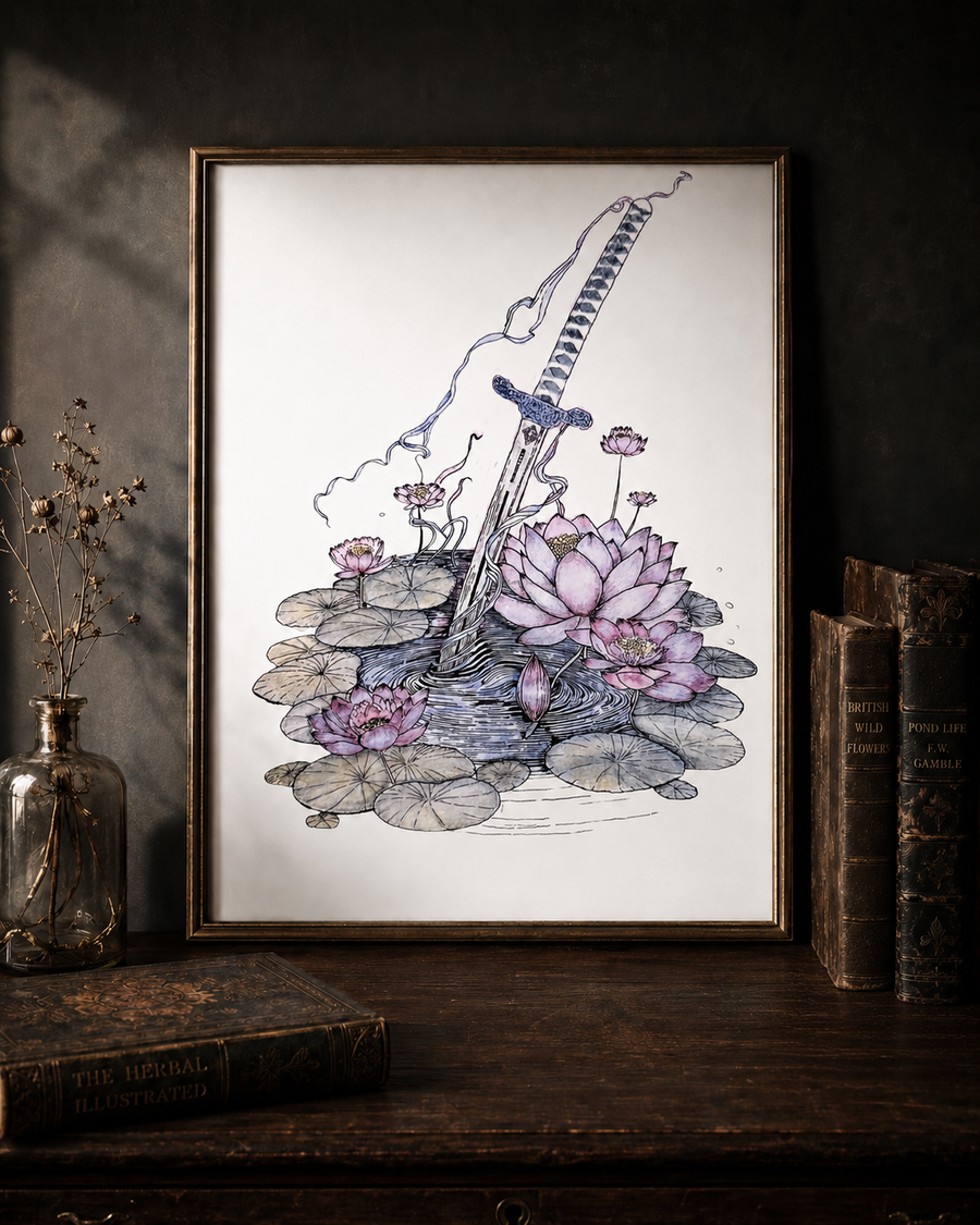Sword of Serenity Art Print – Fantasy Art with Poetry