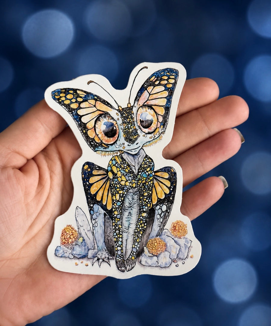 Auranthra - Fairycore Butterfly Sticker – Whimsical Fantasy Illustration Weatherproof Monarch Vinyl Sticker