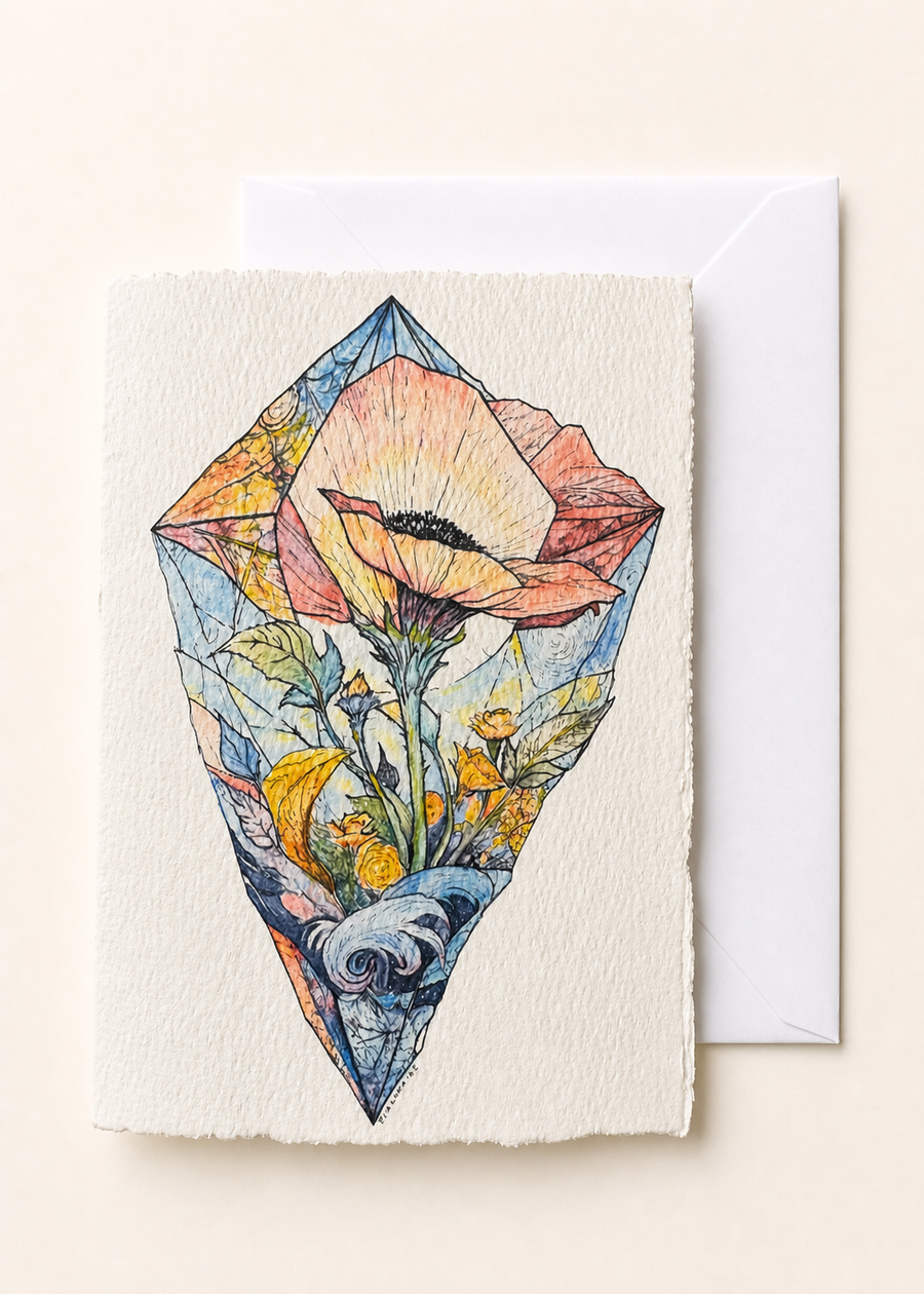 Bloom Within Stone Crystal Poppy Greeting Card – 5x7