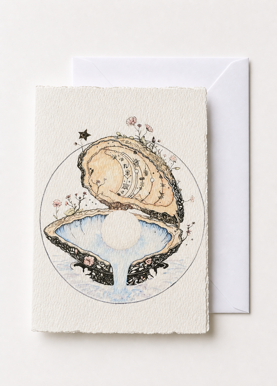 Pearl of Wisdom Oyster Art Greeting Card – 5x7