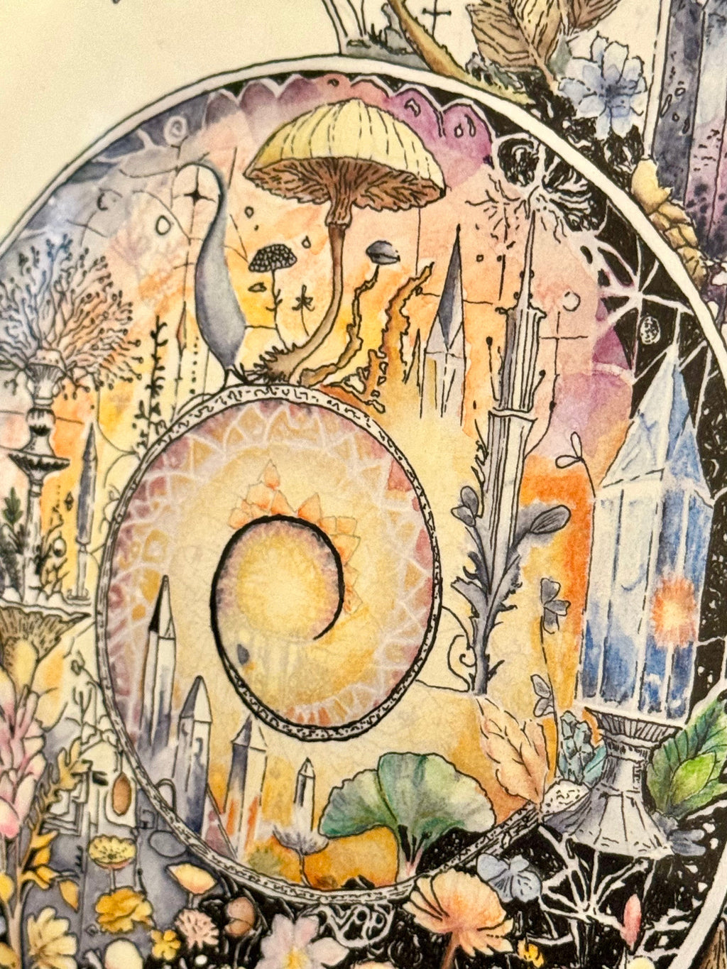 10x10 Ammonite Fine Art Print, Transformational Art, Fantasy Art, Fossil Painting, Crystal Painting, Archival Print