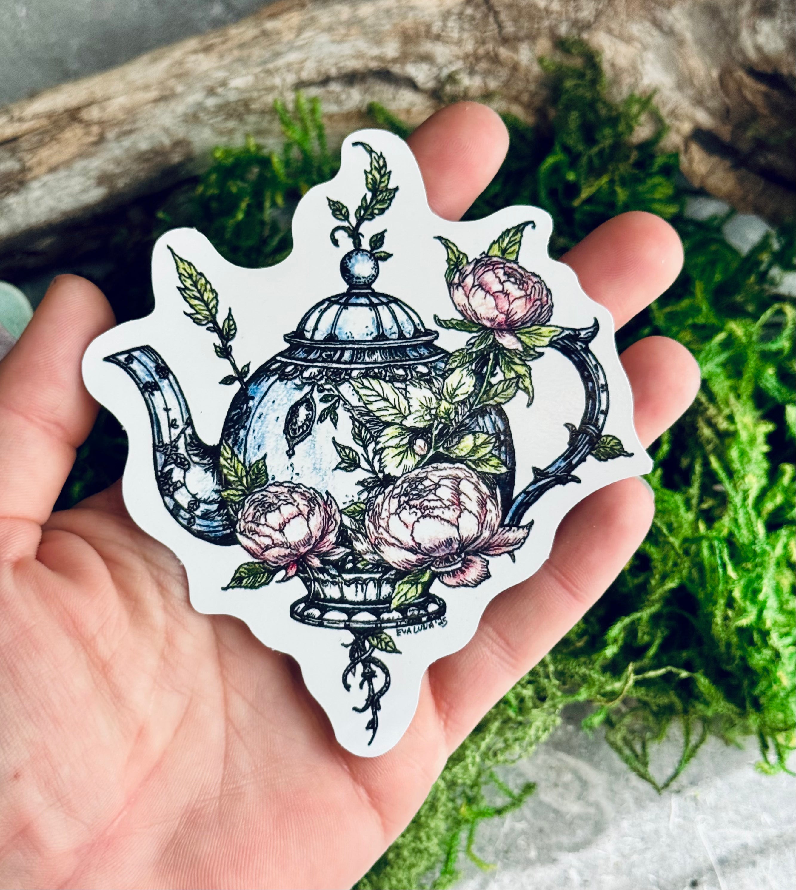 Tea for the Fae Sticker - Weatherproof Magical Teapot Vinyl Bumper Sticker, Laptop Sticker