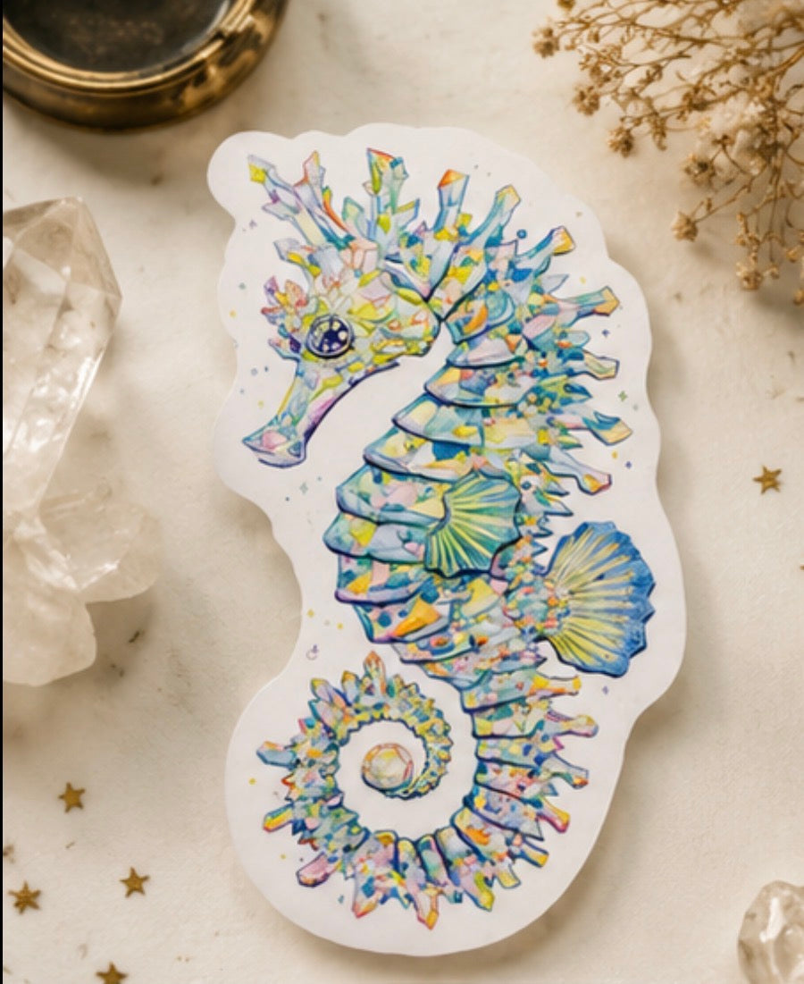 Seahorse Watercolor Ocean Life 4" Weatherproof Sticker
