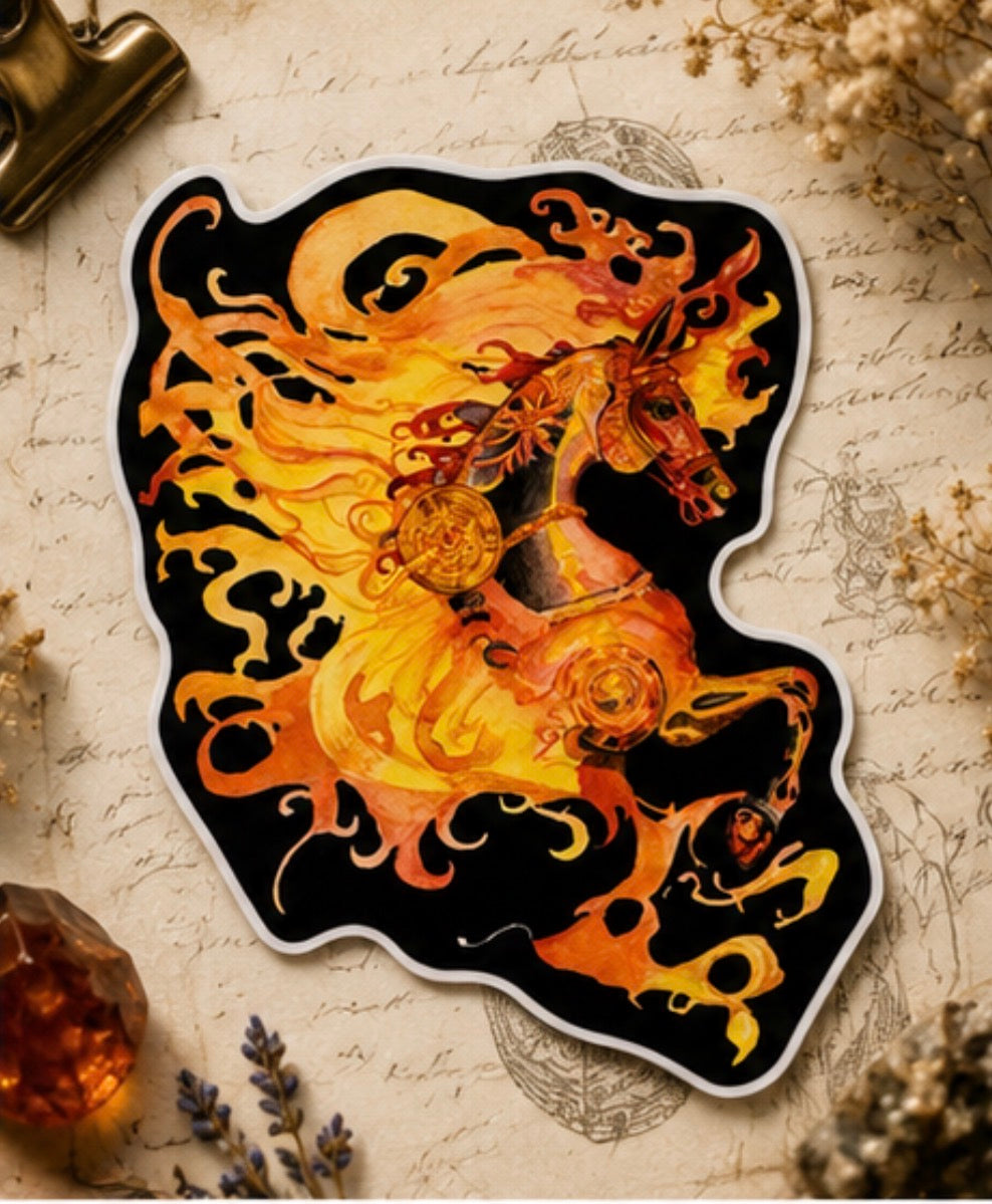 Ember - Year of the Fire Horse Watercolor Weatherproof Sticker