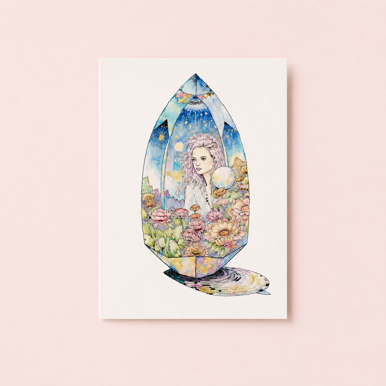 Amarea - Keeper of Quartz Dreams Art Print – Fantasy Crystal Art with Poetry