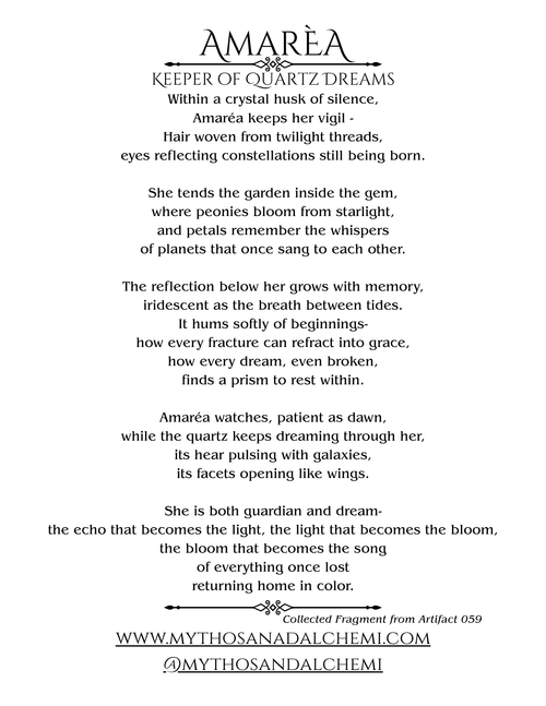 Amarea - Keeper of Quartz Dreams Art Print – Fantasy Crystal Art with Poetry