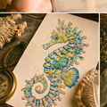 Seahorse Watercolor Fantasy Ocean Life Art Print