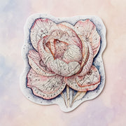 Atlas in Bloom celestial rose sticker on a blush, lavender, and blue pastel background
