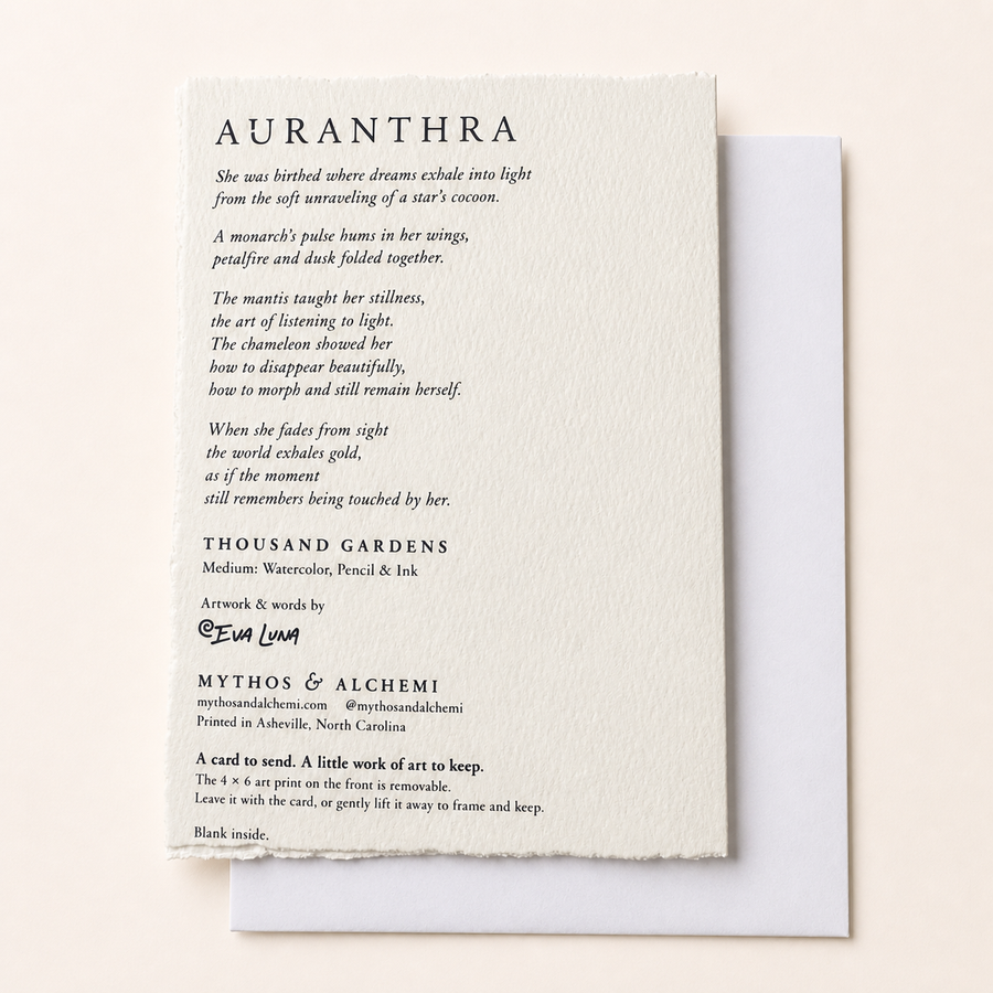 Auranthra Monarch Butterfly Mantis Greeting Card – 5x7