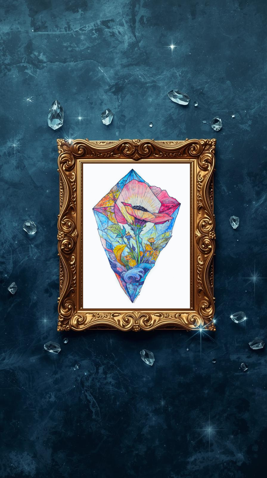 Bloom Within Art Print - 5x7 Botanical Crystal Poppy Art