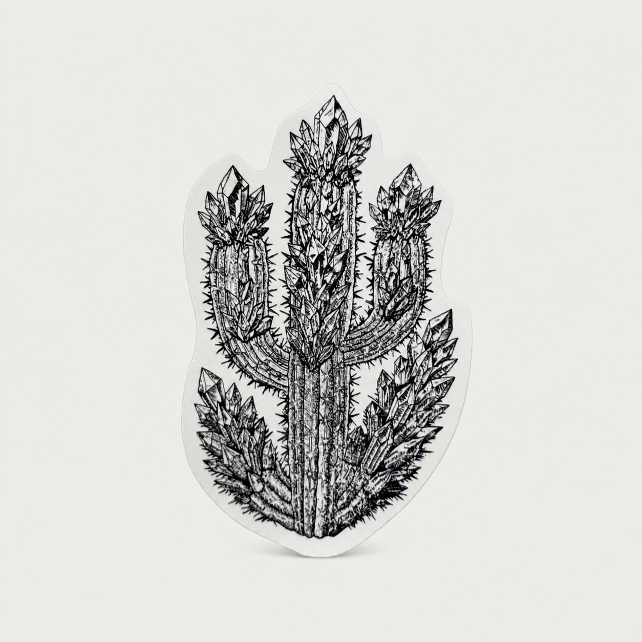 Crystal Cactus Sticker – 4" Mystical Desert Crystal Vinyl Decal