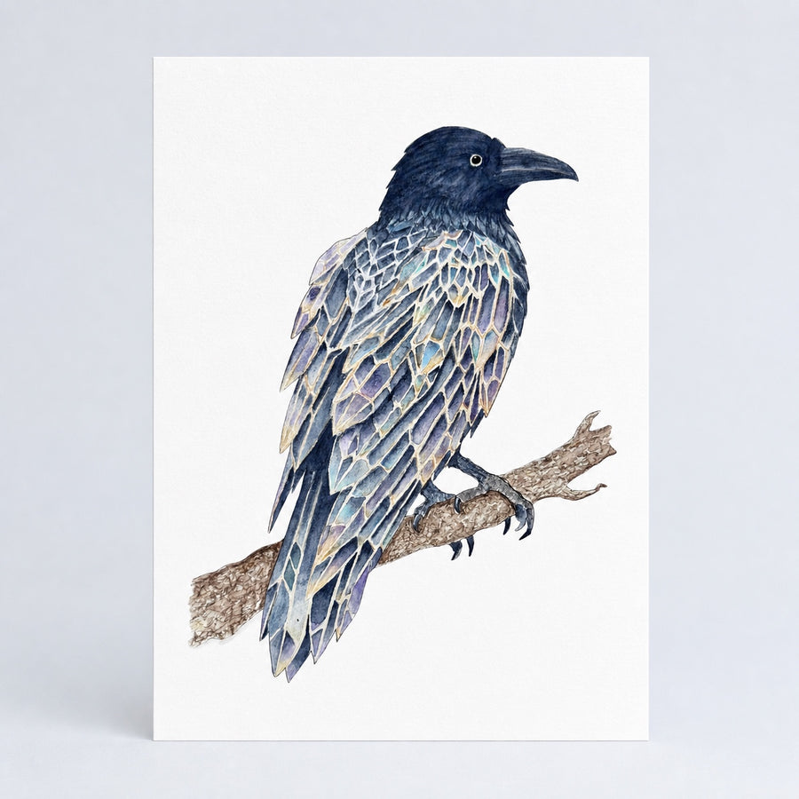 Feather & Stone Crystallized Raven Art Print or Sticker