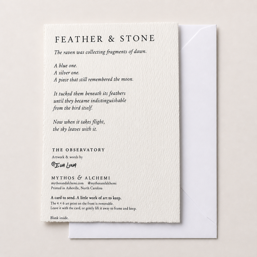 Feather & Stone Raven Art Greeting Card – 5x7