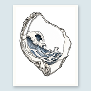 The Great Wave - Oyster Shell Art Print - Japanese Inspired Ocean Art