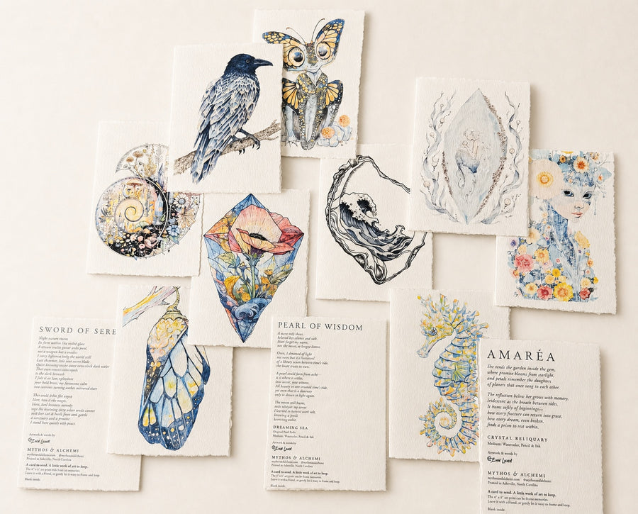 Ammonitae Fossil & Crystal Art Greeting Card – 5x7