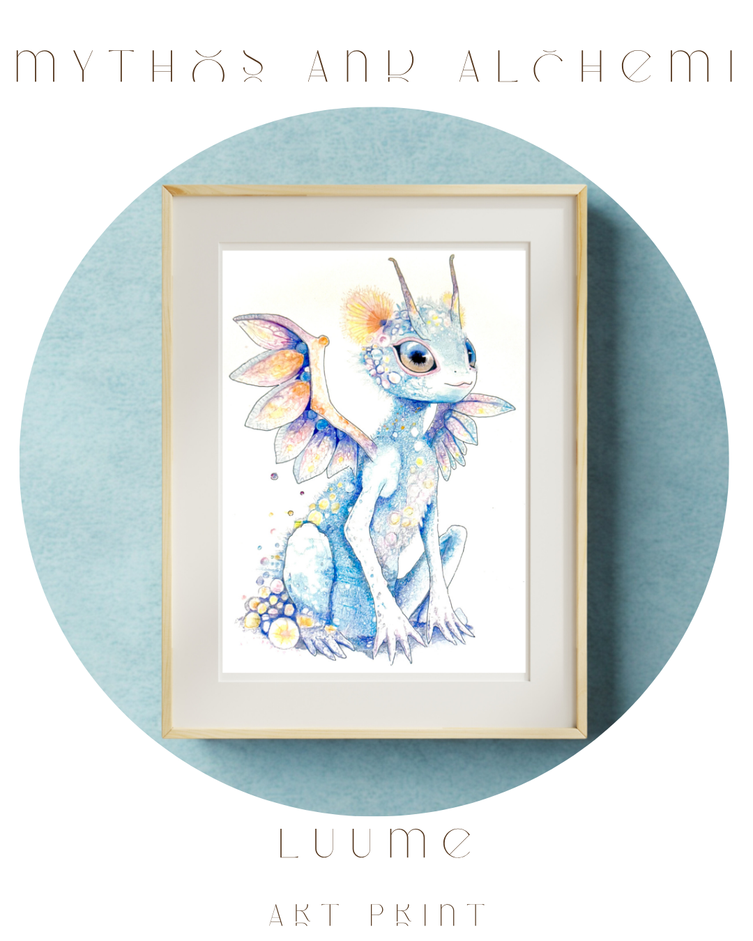 Luume - Fairycore Dragon Art Print – Whimsical Fantasy Illustration Wall Decor