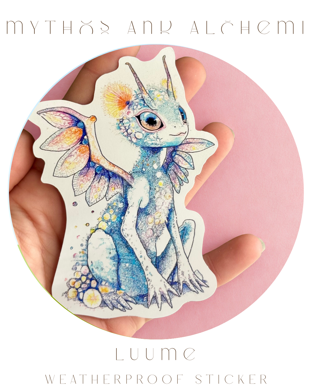 Luume - Fairycore Dragon Sticker – Whimsical Fantasy Illustration Weatherproof Vinyl Sticker