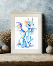Luume - Fairycore Dragon Art Print – Whimsical Fantasy Illustration Wall Decor
