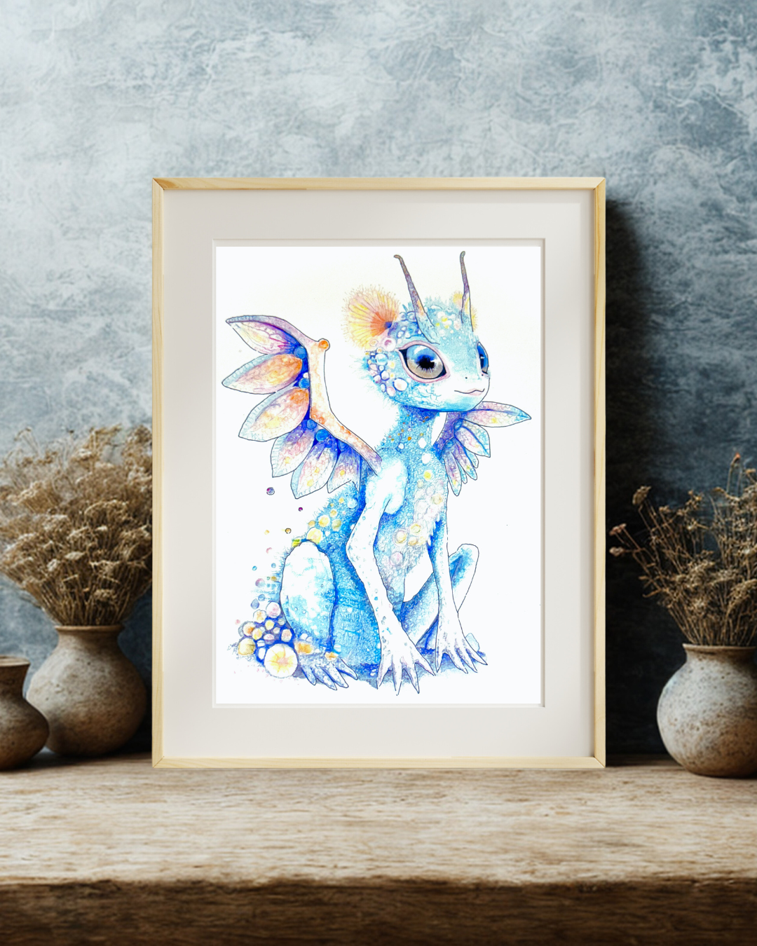 Luume - Fairycore Dragon Art Print – Whimsical Fantasy Illustration Wall Decor