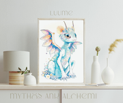 Luume - Fairycore Dragon Art Print – Whimsical Fantasy Illustration Wall Decor