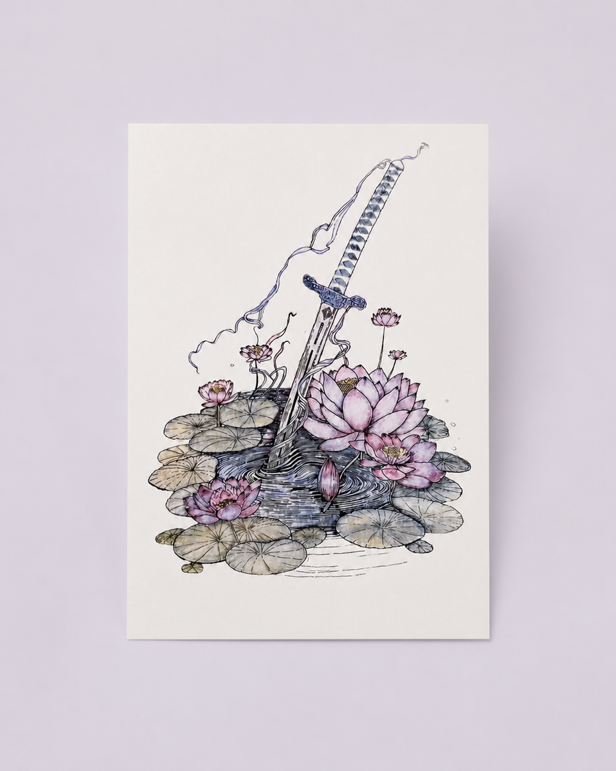 Sword of Serenity Art Print – Fantasy Art with Poetry