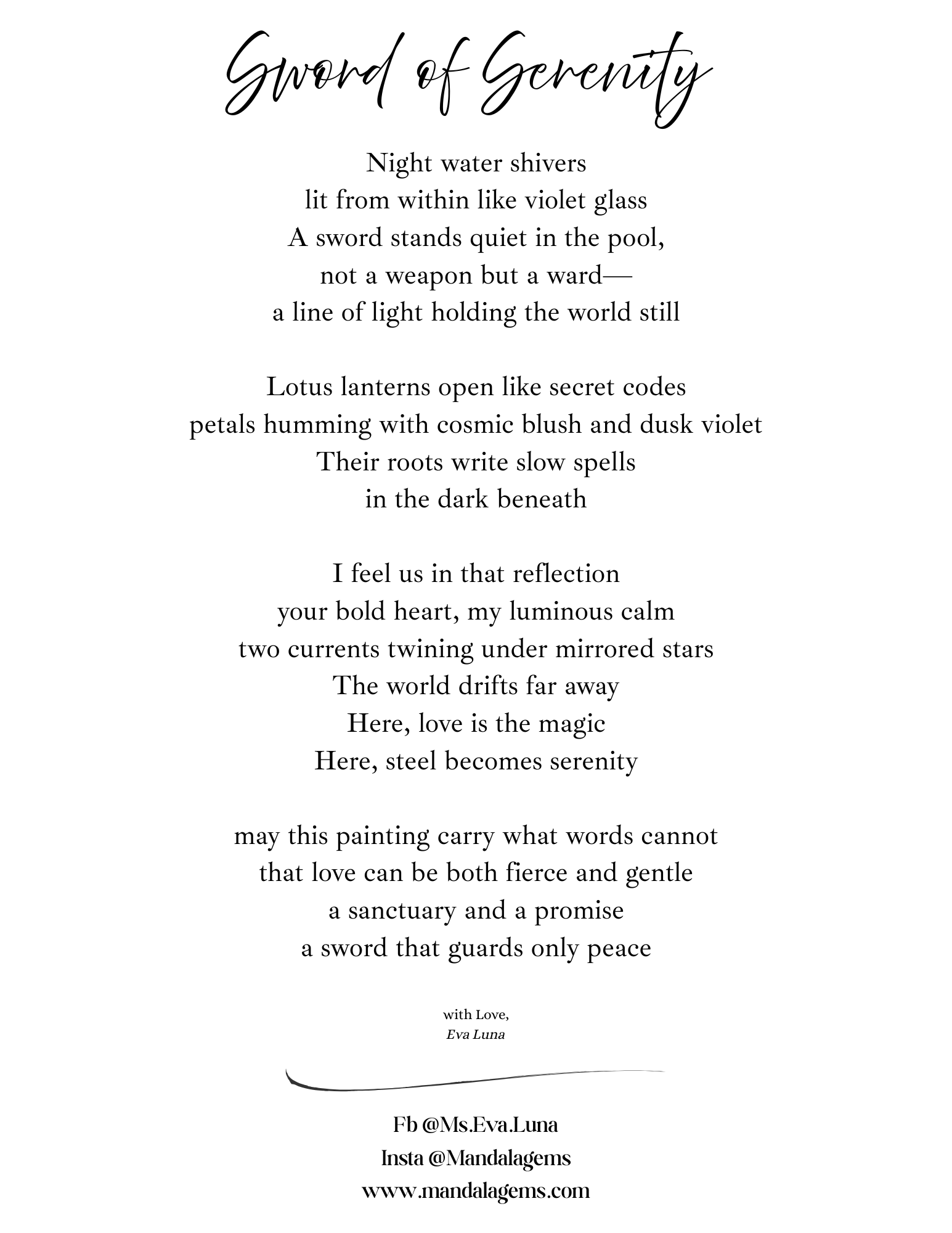 Sword of Serenity Art Print – Fantasy Art with Poetry
