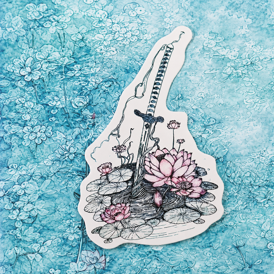Sword of Serenity Sticker – 4" Waterproof Vinyl Decal