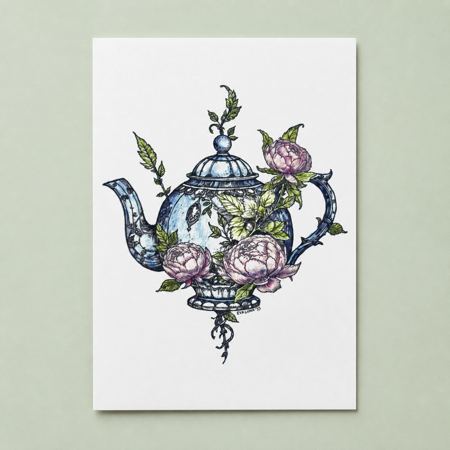 Tea for the Fae Art Print - Magical Teapot Archival Fairycore Art