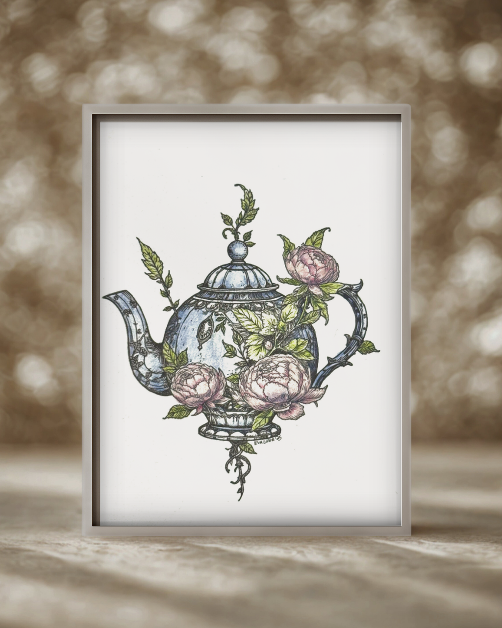Tea for the Fae Art Print - Magical Teapot Archival Fairycore, 5x7