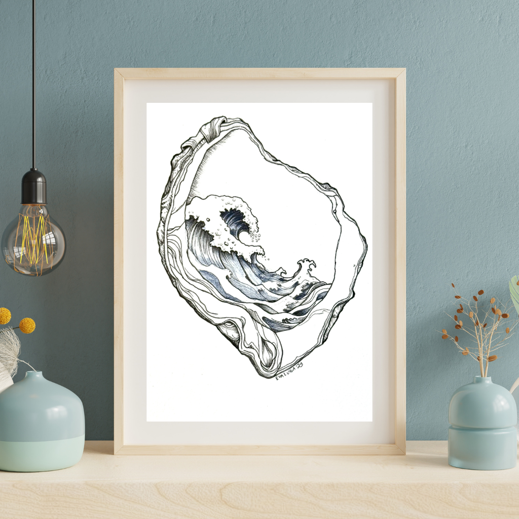 The Great Wave - Oyster Shell Art Print