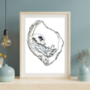 The Great Wave - Oyster Shell Art Print - Japanese Inspired Ocean Art