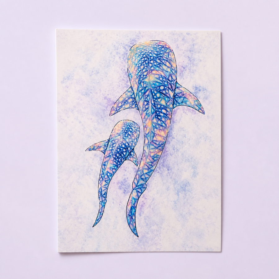 Whale Sharks Watercolor Art Print - Ocean Lover Wall Decor
