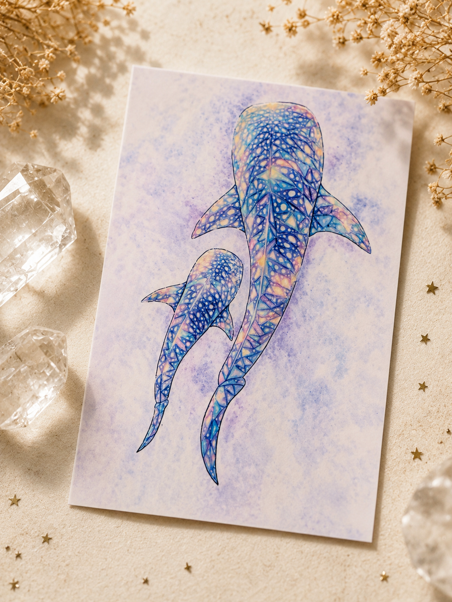 Whale Sharks Watercolor Art Print - Ocean Lover Wall Decor