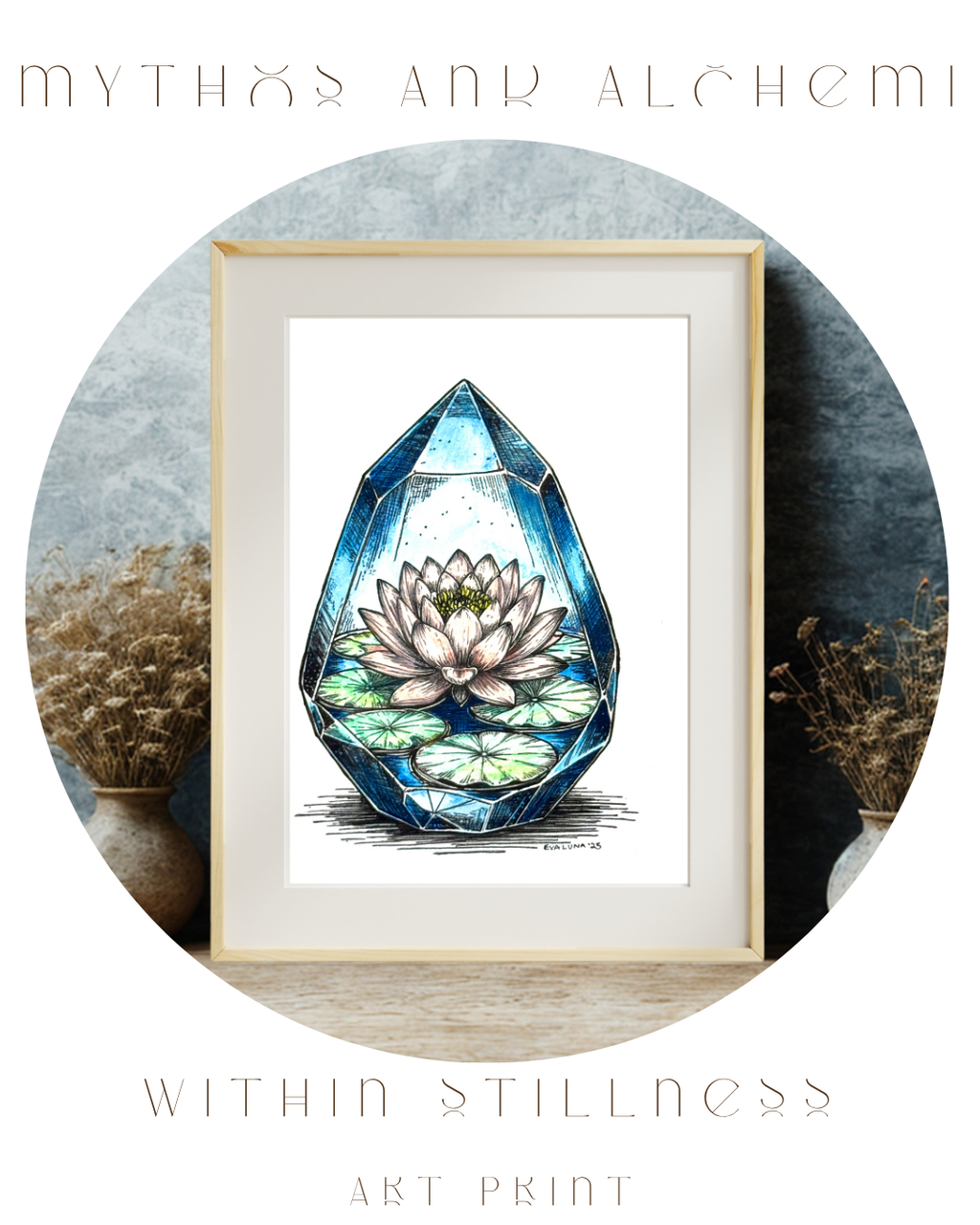 Within Stillness - Lotus Crystal Art Print - 5x7 Archival Yoga Meditation Print