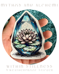 Within Stillness - Lotus Crystal Sticker - Weatherproof Vinyl Bumper Sticker, Laptop Sticker, Yoga Peace