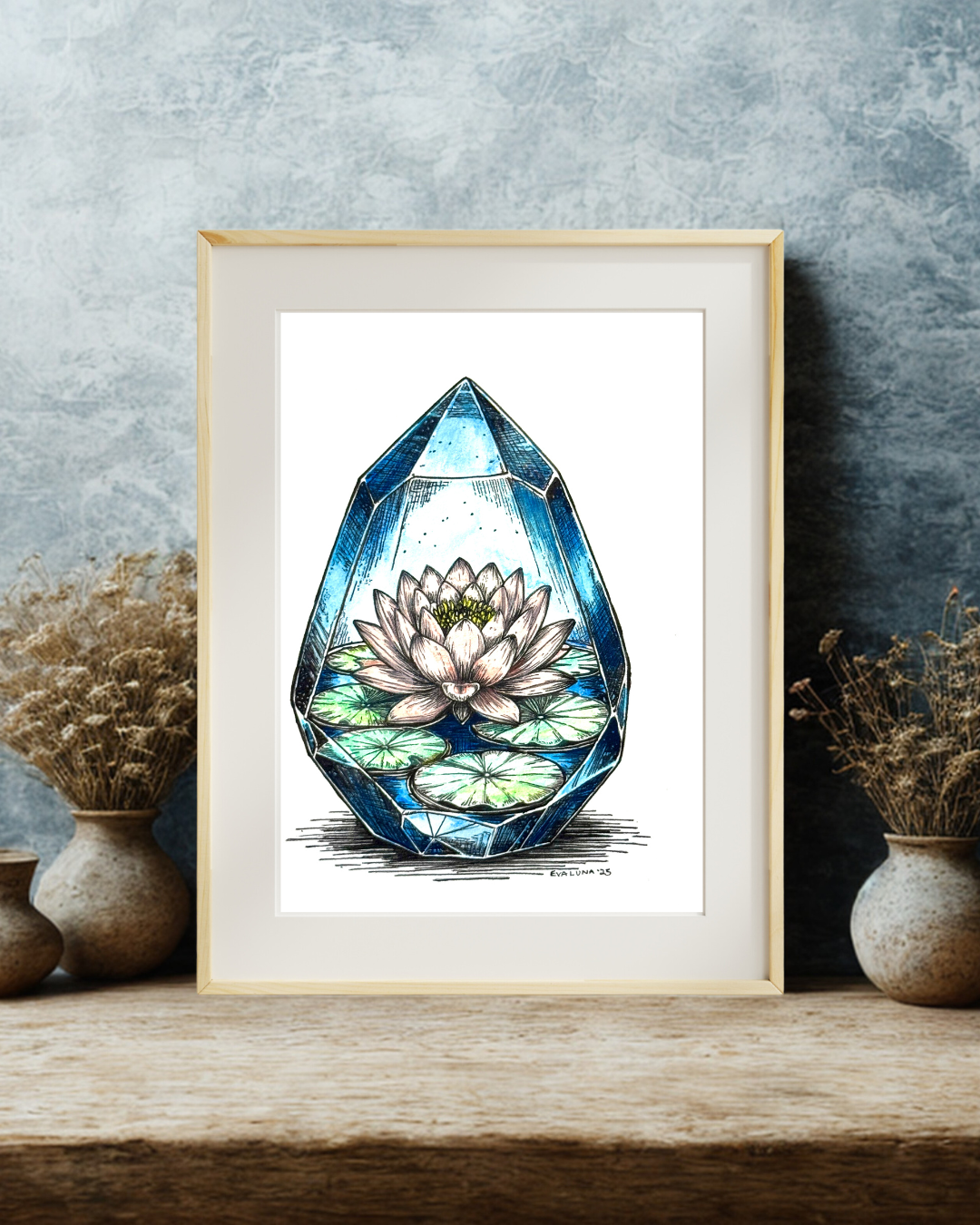 Within Stillness - Lotus Crystal Art Print - 5x7 Archival Yoga Meditation Print