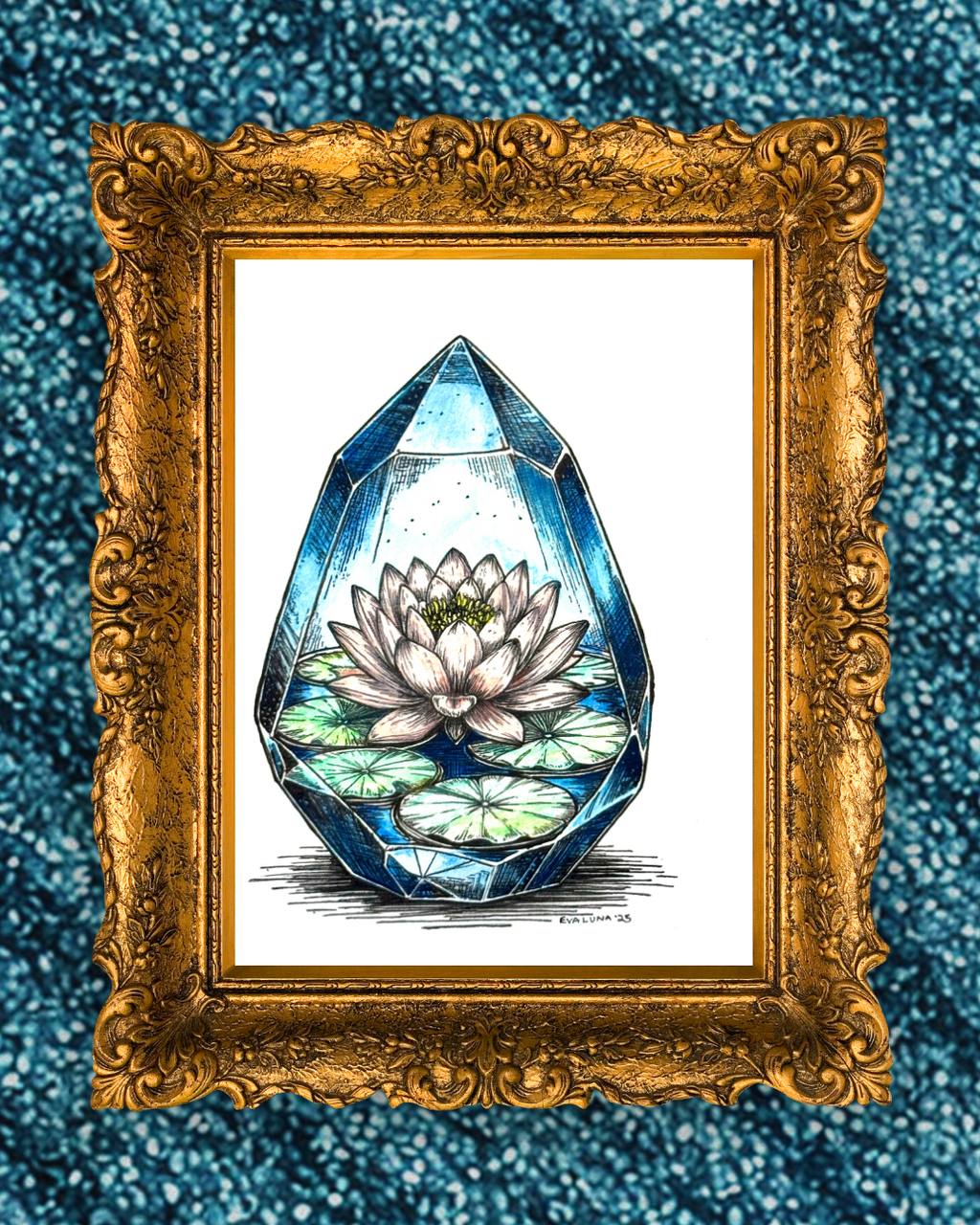 Within Stillness - Lotus Crystal Art Print - 5x7 Archival Yoga Meditation Print