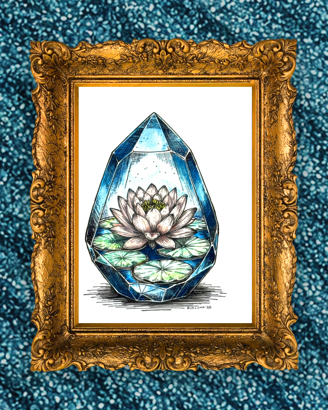 Within Stillness - Lotus Crystal Art Print - 5x7 Archival Yoga Meditation Print