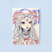 Yukihana - Keeper of the Solstice Art Print - Mushroom Girl Art - Mushroom Lover Gift