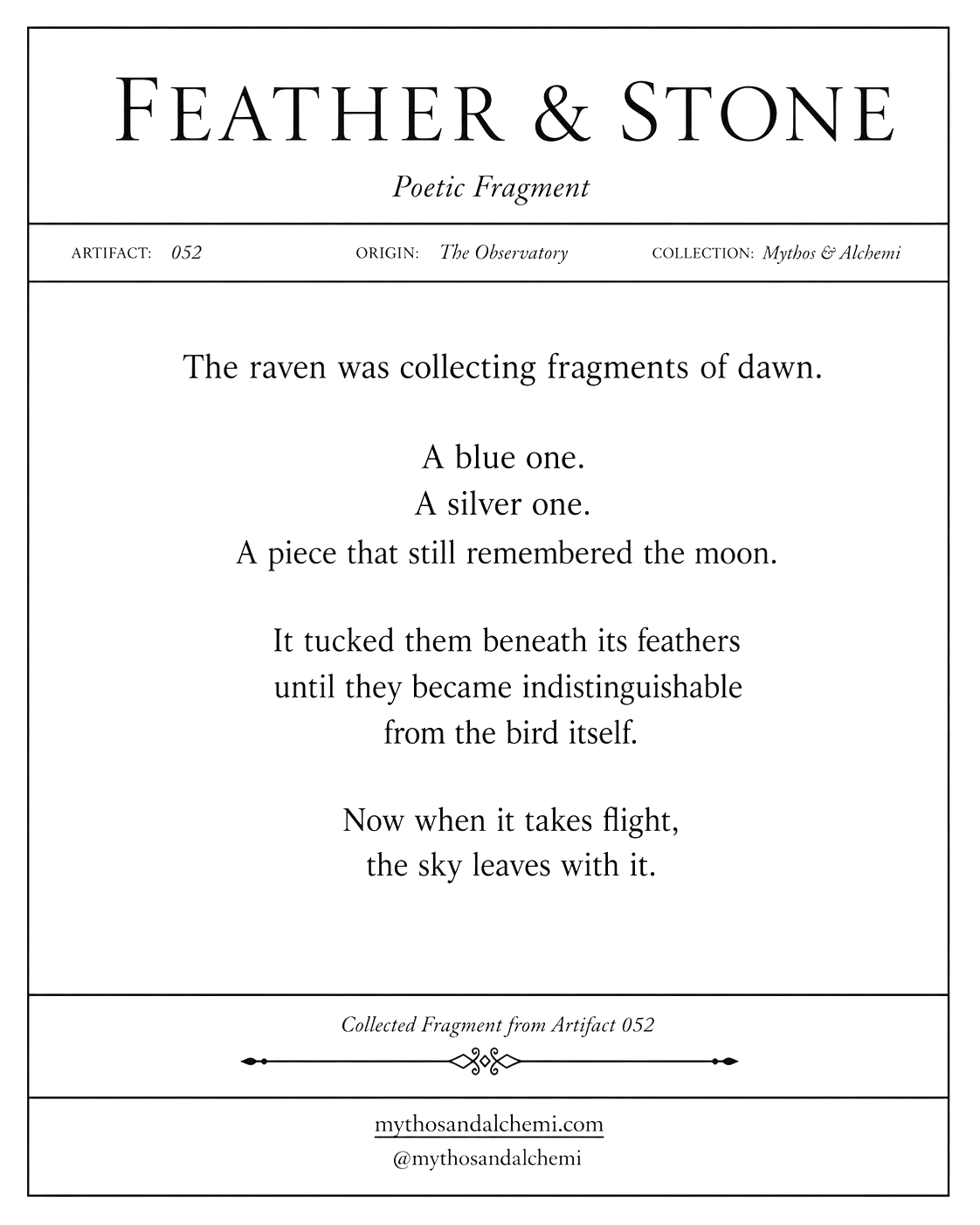 Full Feather and Stone poetry card